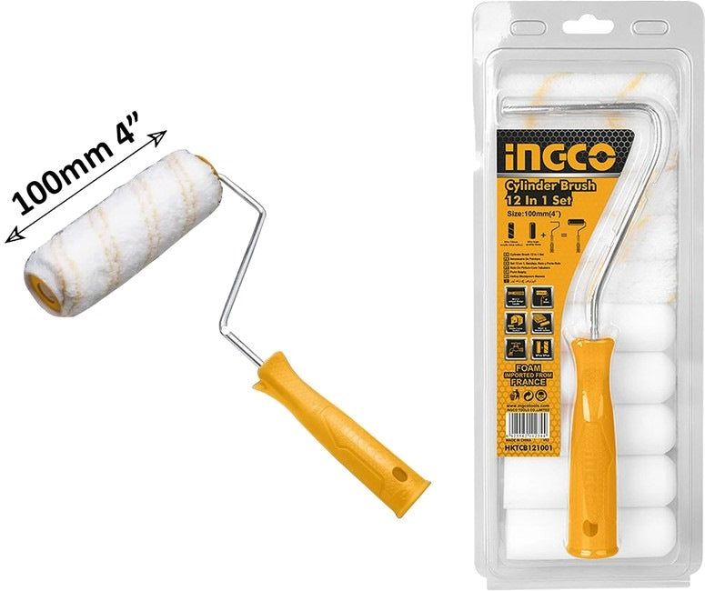 INGCO PAINT ROLLER 4" WITH 5XACRYLIC, 5XFOAM REFILL SET HKTCB121001