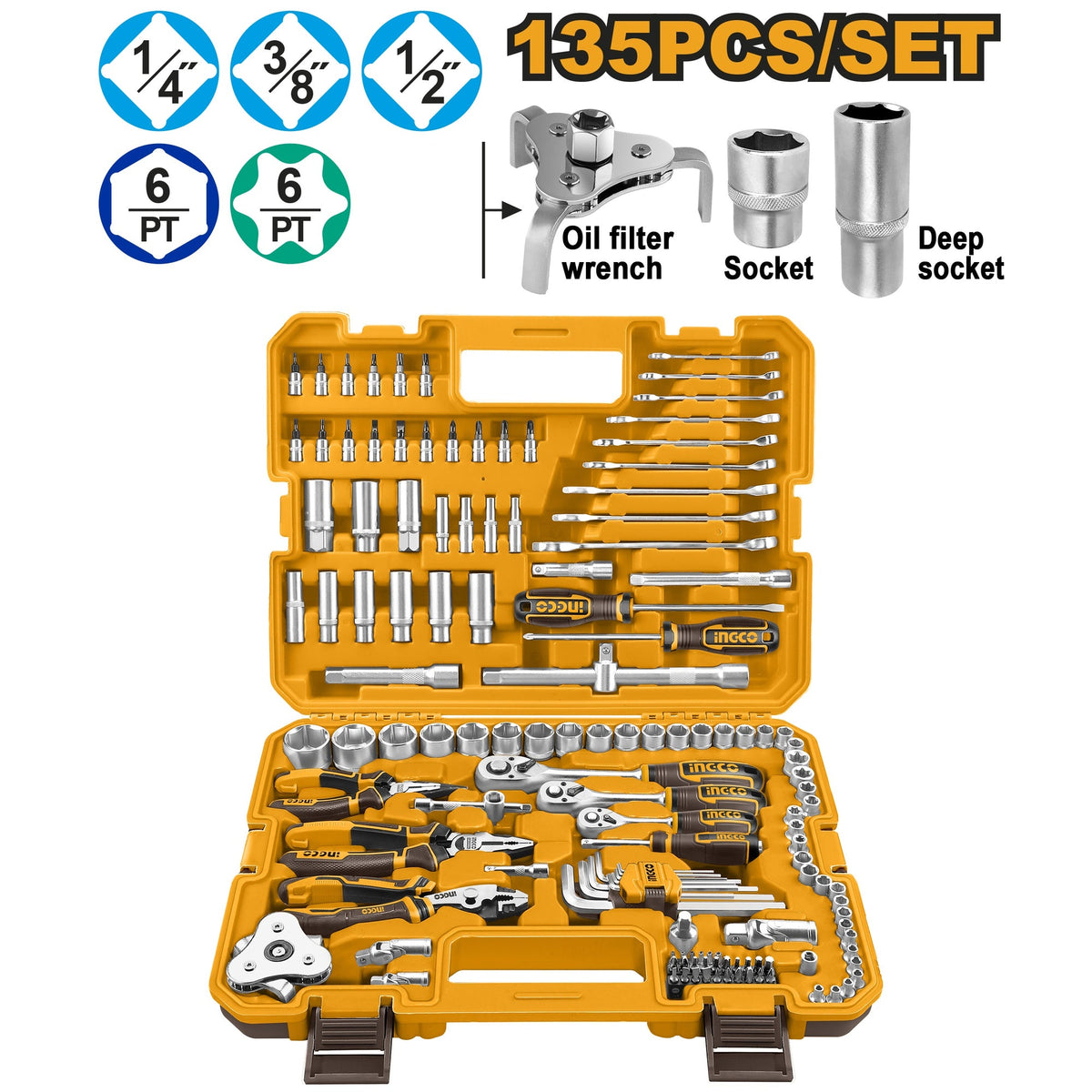 INGCO 135PCS COMBINATION HAND TOOL SET HKTHP21351 Main image