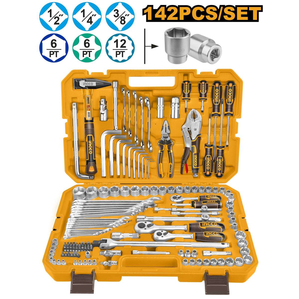 INGCO 142PCS COMBINATION TOOL SET HKTHP21421 Main image