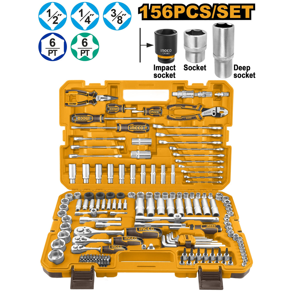 INGCO 156PCS HAND TOOL SET IN CASE HKTHP21561 Main image
