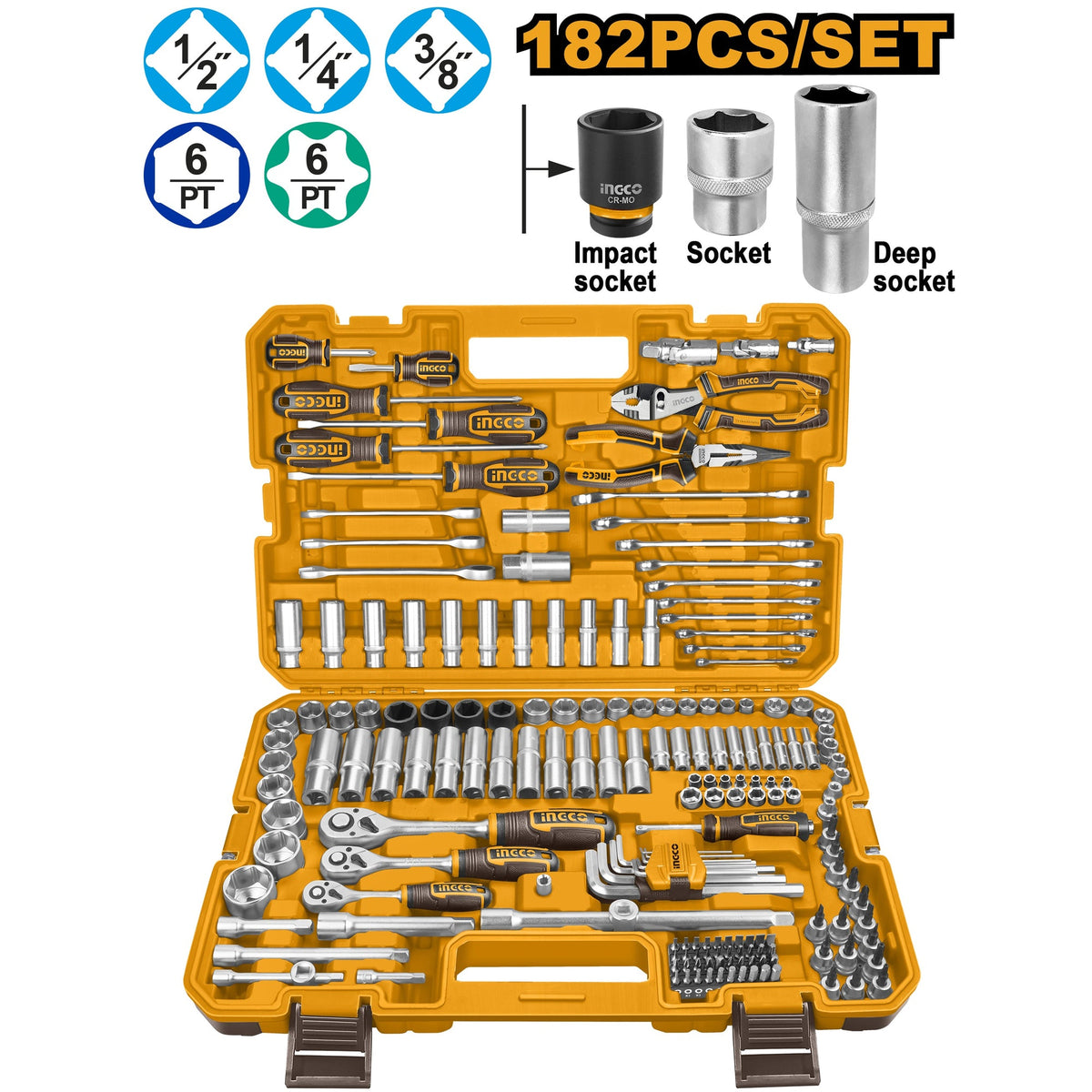 INGCO 182PCS COMBINATION TOOL SET HKTHP51828 Main image