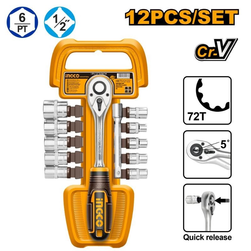 INGCO 12PCS 1/2DR SOCKET SET 10-24MM HKTS12122 Main image