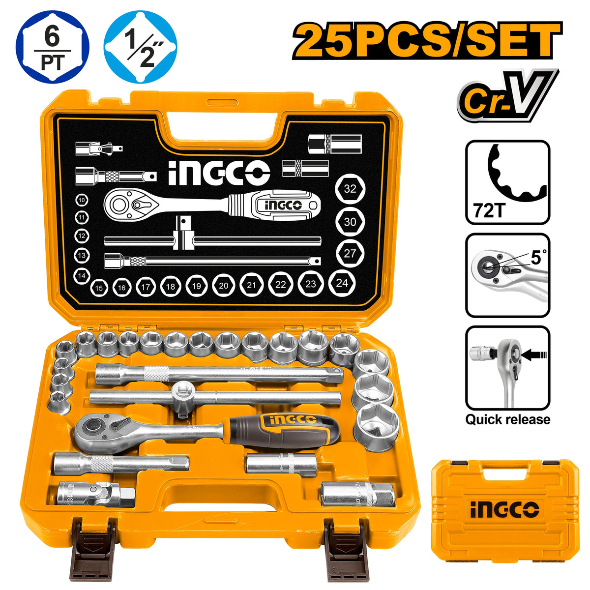INGCO 25PCS 1/2DR SOCKET SET HKTS12251 Main image