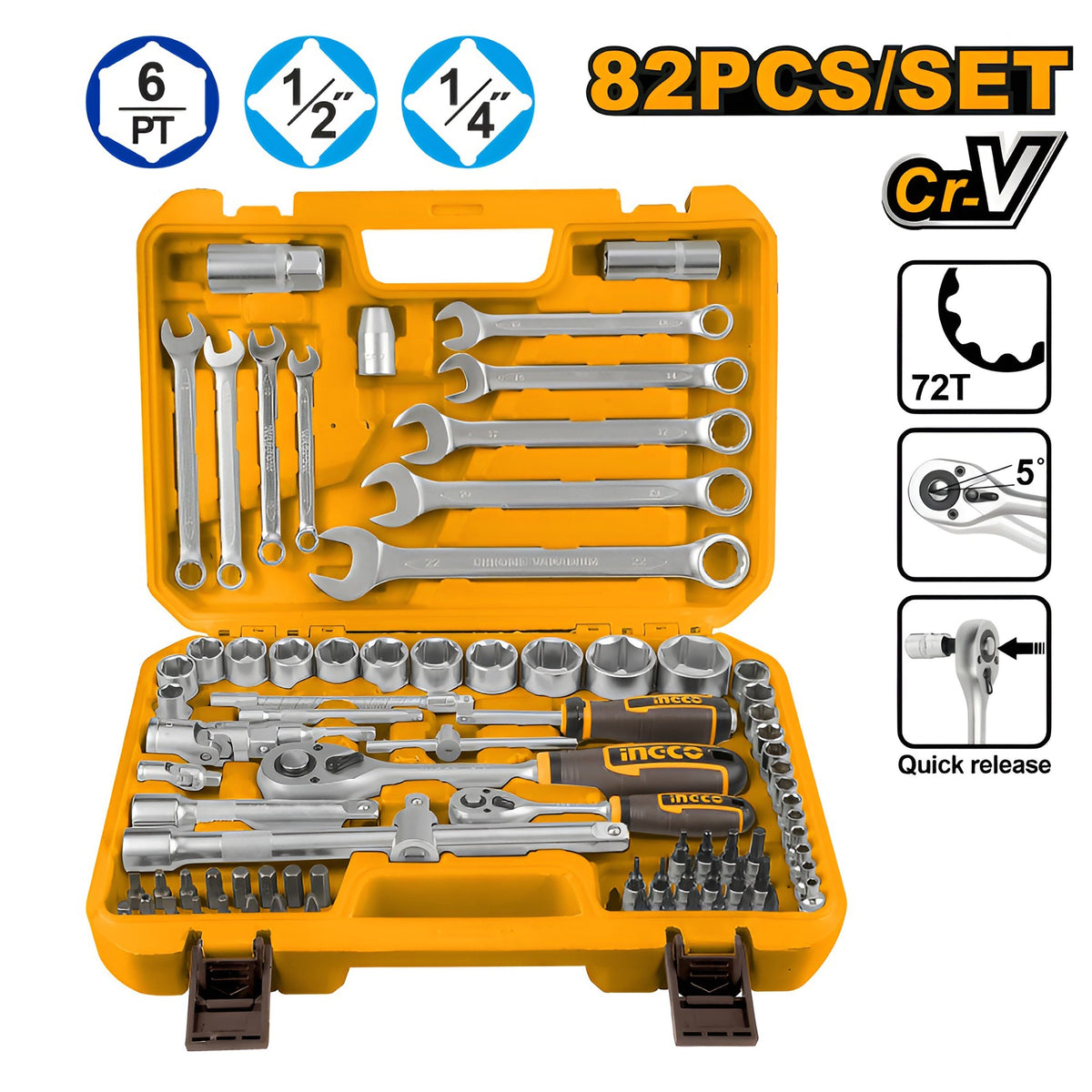 INGCO 82PCS 1/4DR+1/2DR SOCKET SET HKTS42802 Main image