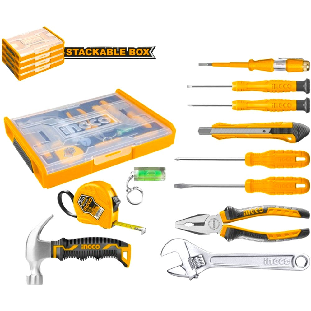 INGCO 11PCS HOUSEHOLD TOOL + PLASTIC BOX HKTV01 SET HKTV01H111