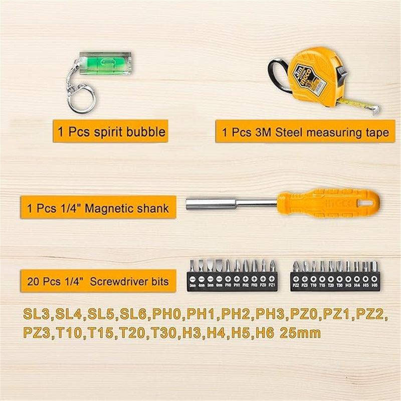INGCO 29PCS HOUSEHOLD HAND TOOL + PLASTIC BOX HKTV01 SET HKTV01H291**