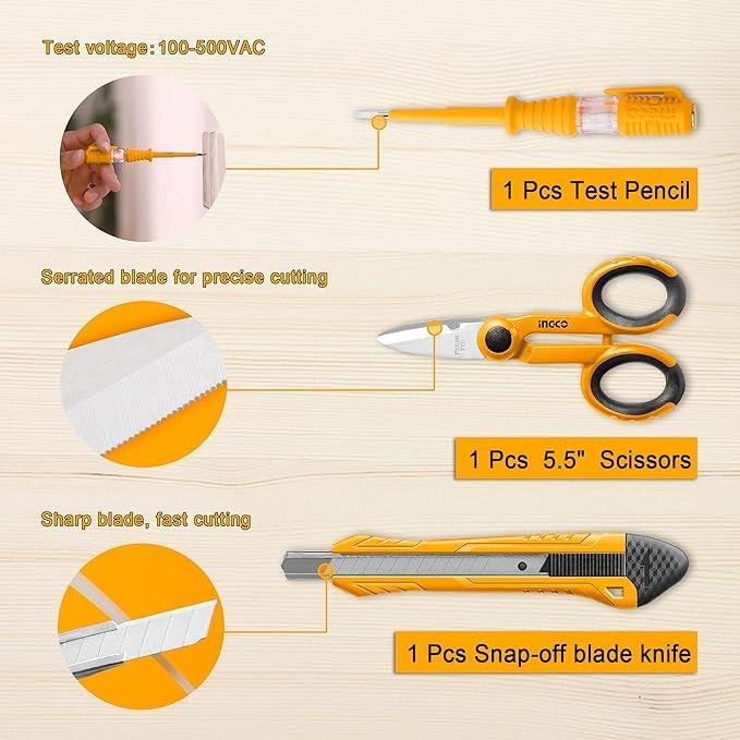 INGCO 29PCS HOUSEHOLD HAND TOOL + PLASTIC BOX HKTV01 SET HKTV01H291**