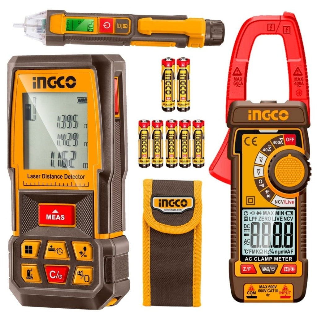 INGCO LASER DISTANCER 100M+DC/AC CLAMP METER+VOLTAGE DETECTOR HLDD241202 Secondary image