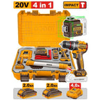 INGCO 20V 76NM IMPACT DRILL+12 LINES GREEN LEVELLER+85M DISTANCER HLL260467