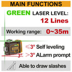 INGCO 20V 12 LINES SELF LEVELLING GREEN LEVELLER 2X2.0AH+CASE HLL3012165