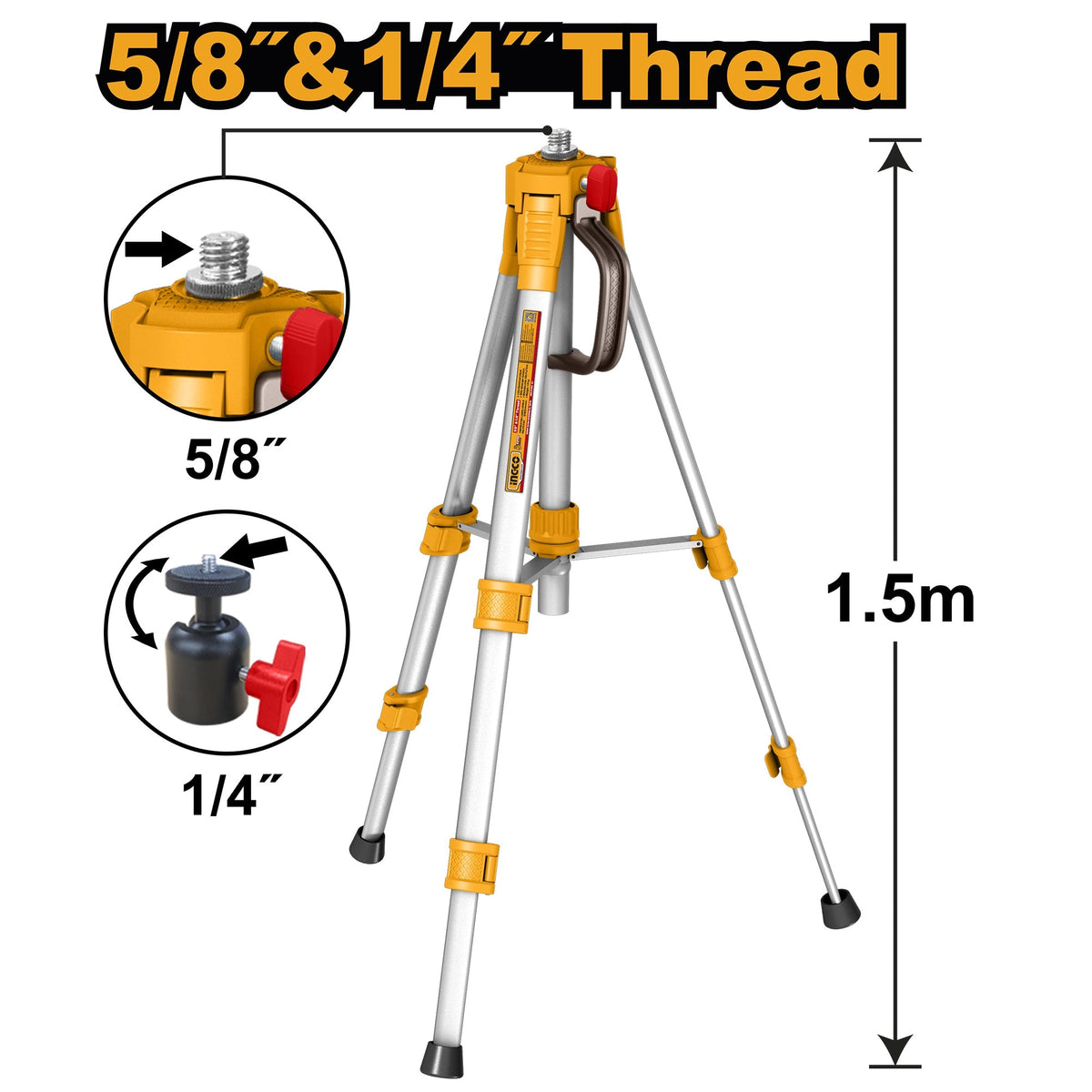 INGCO ALUMINUM TRIPOD FOR LASER LEVELLER 1.5M HLLT01573 Main image