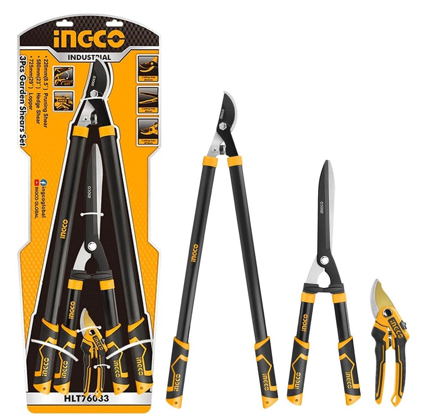 INGCO 3PCS PRUNING, HEDGE SHEARS & LOPPER SET HLT76033 Secondary image