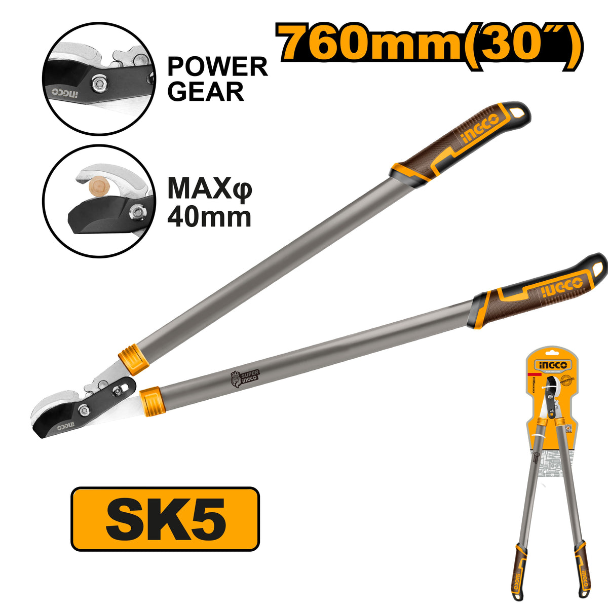INGCO GARDEN LOPPER 30" 760MM MAX CUT 40MMØ HLT7608