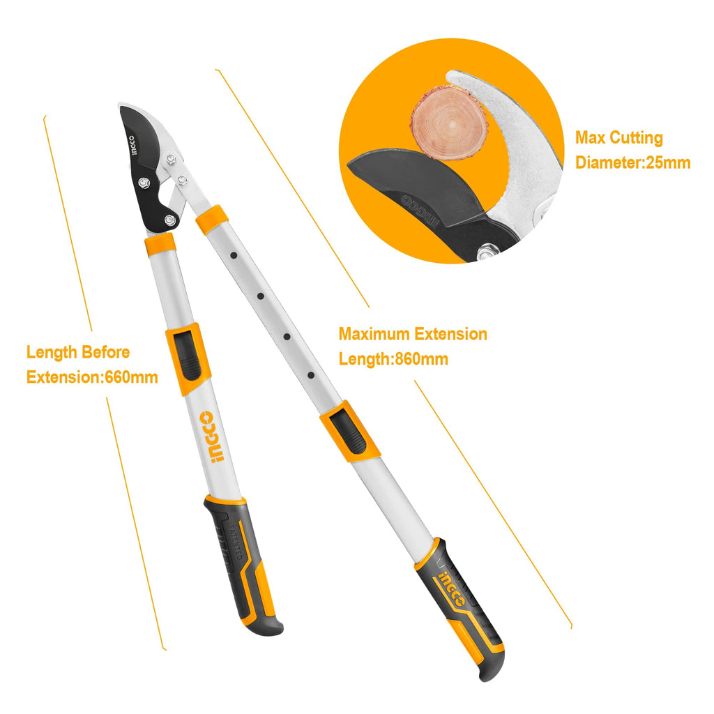 INGCO GARDEN TELESCOPIC LOPPER 30" 660-860MM MAX CUT 25MMØ HLTS7401