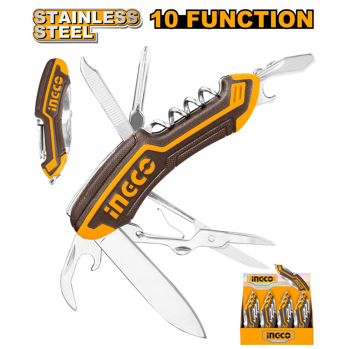 INGCO MULTI FUNCTION POCKET FOLDING KNIFE (10 FUNCTIONS) HMFK8108 Main image