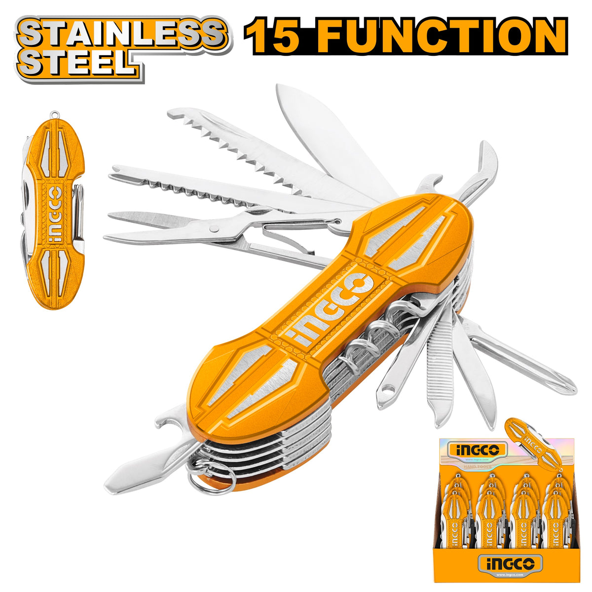 INGCO MULTI FUNCTION POCKET FOLDING KNIFE (15 FUNCTIONS) HMFK8158 Main image