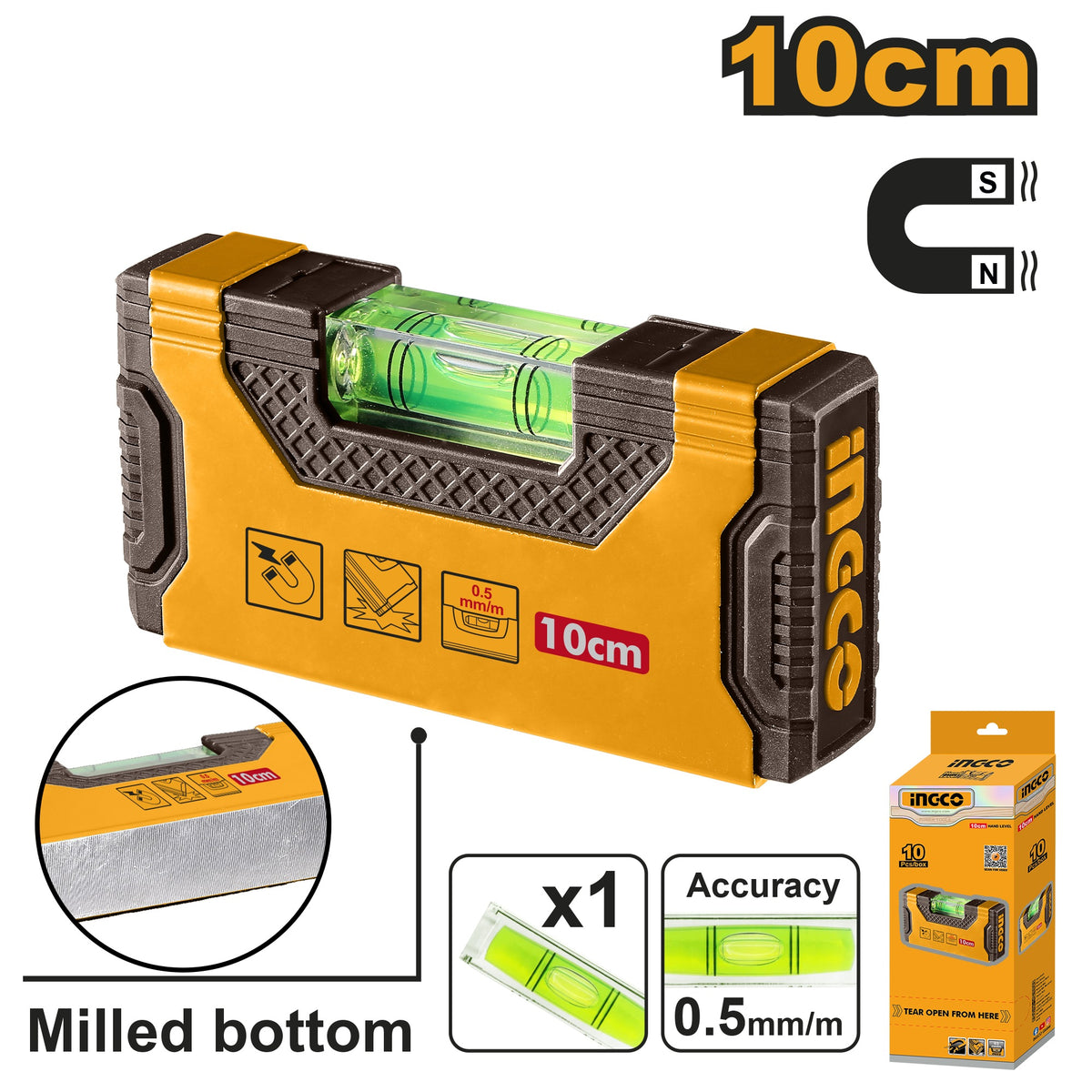 INGCO HANDY MAGNETIC LEVEL 10CM HMSL05101 Main image
