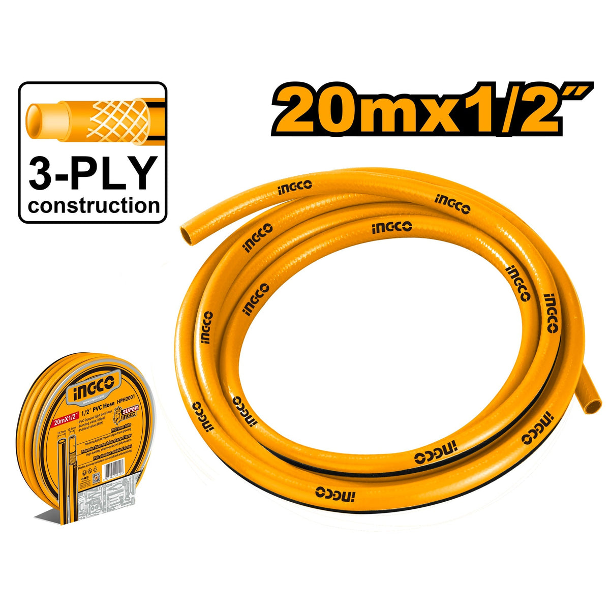 INGCO 1/2" GARDEN HOSE 20M HPH2001