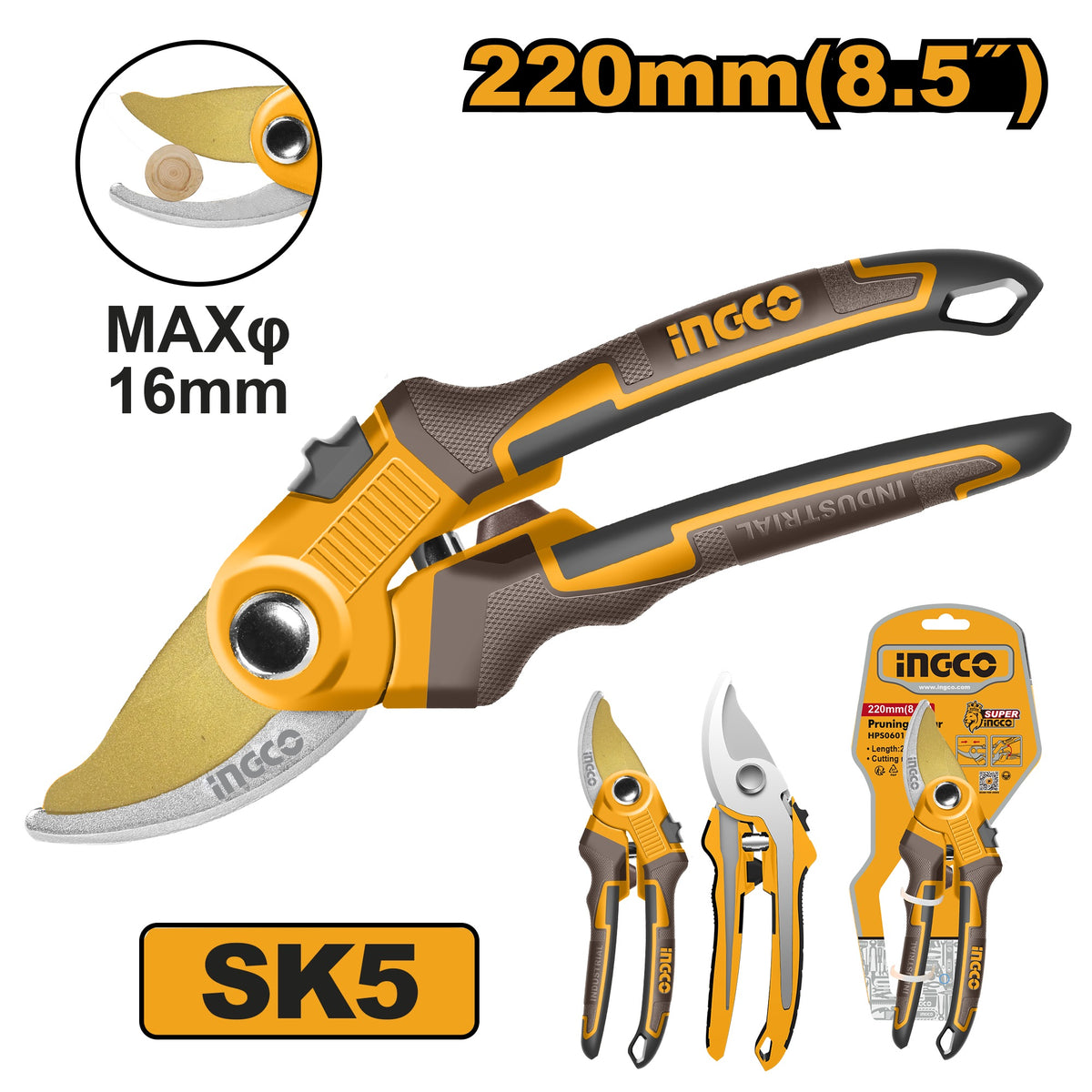 INGCO HIGH QUALITY PRUNING SHEAR 8.5" 220MM HPS0601 Main image