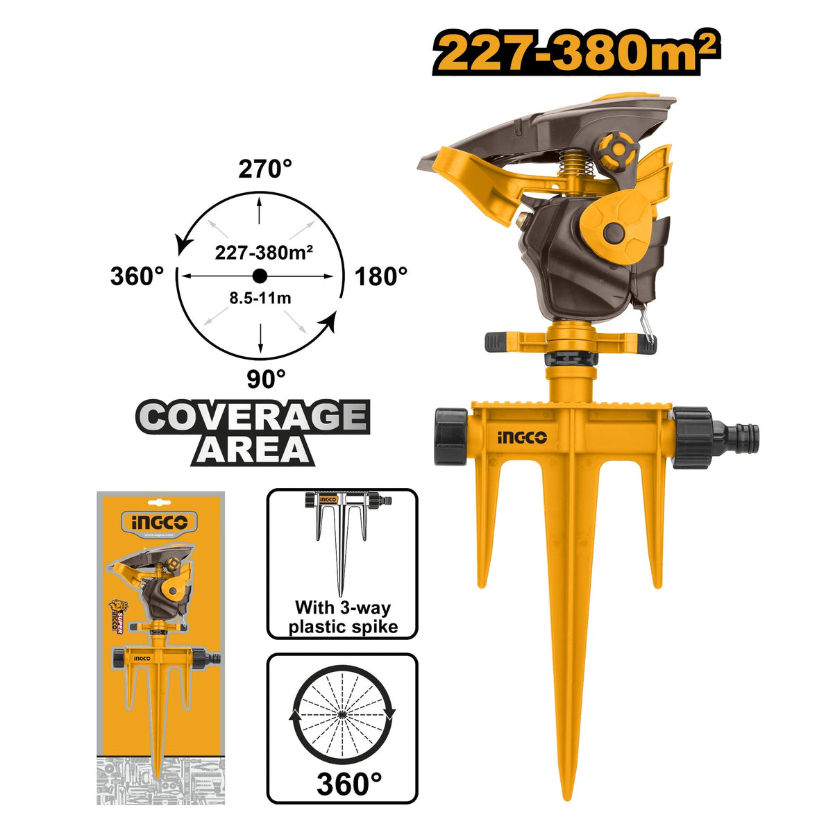 INGCO PLASTIC AUTO GEAR SPRINKLER HPS13601 Main image