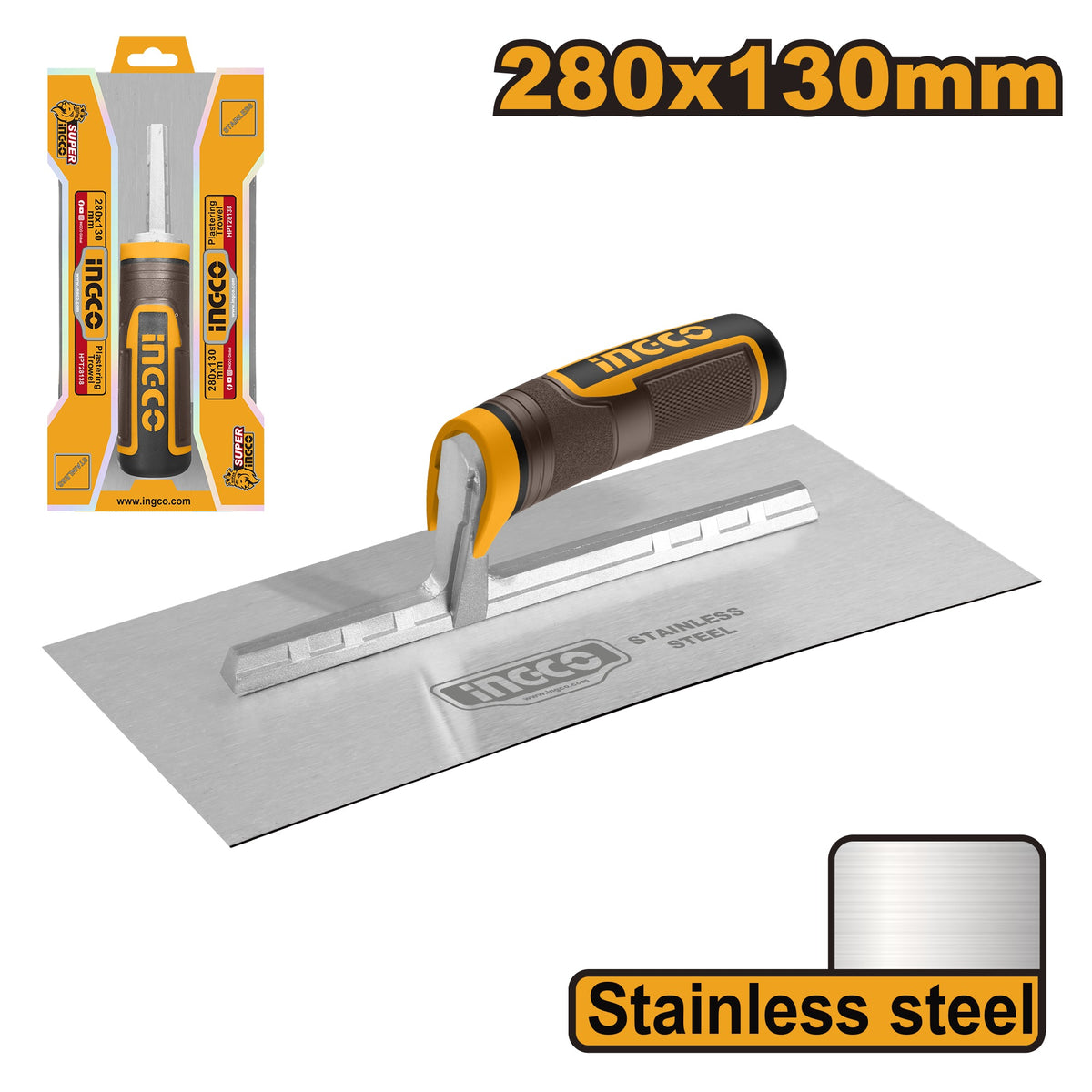 INGCO STAINLESS STEEL PLASTERING TROWEL 280X130MM HPT28138 Main image