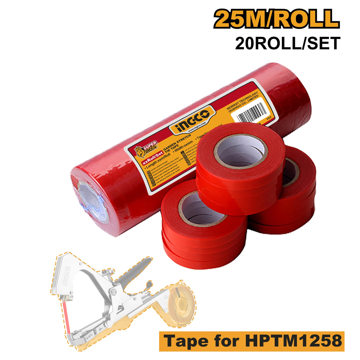 INGCO GARDEN STRETCH TIE TAPE 11MMX25M ROLL 20ROLL/SET HPTM1258T Main image