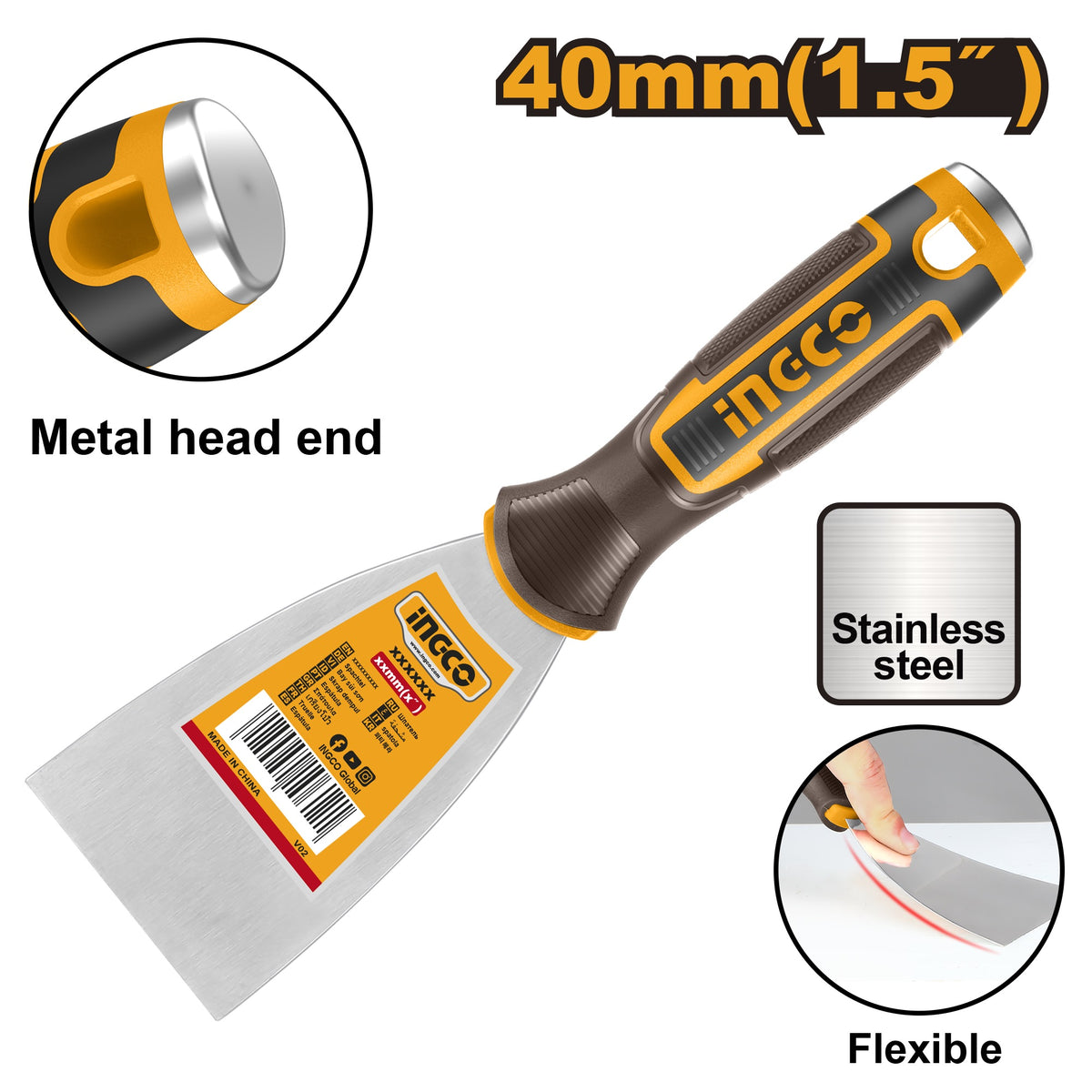 INGCO STAINLESS STEEL FINE POLISHED PUTTY TROWEL