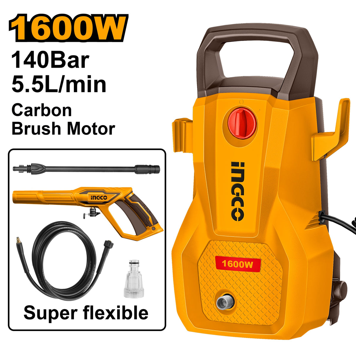 INGCO HIGH PRESSURE WASHER MAX.140BAR HPWR16008 Main image