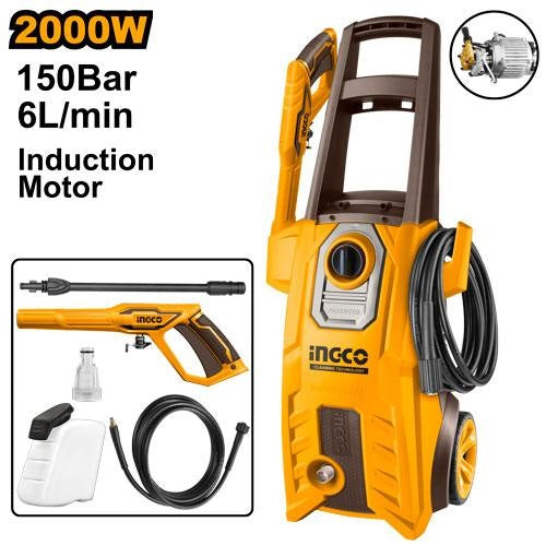 INGCO HIGH PRESSURE WASHER (W/INDUCTION MOTOR) MAX.150BAR HPWR20008