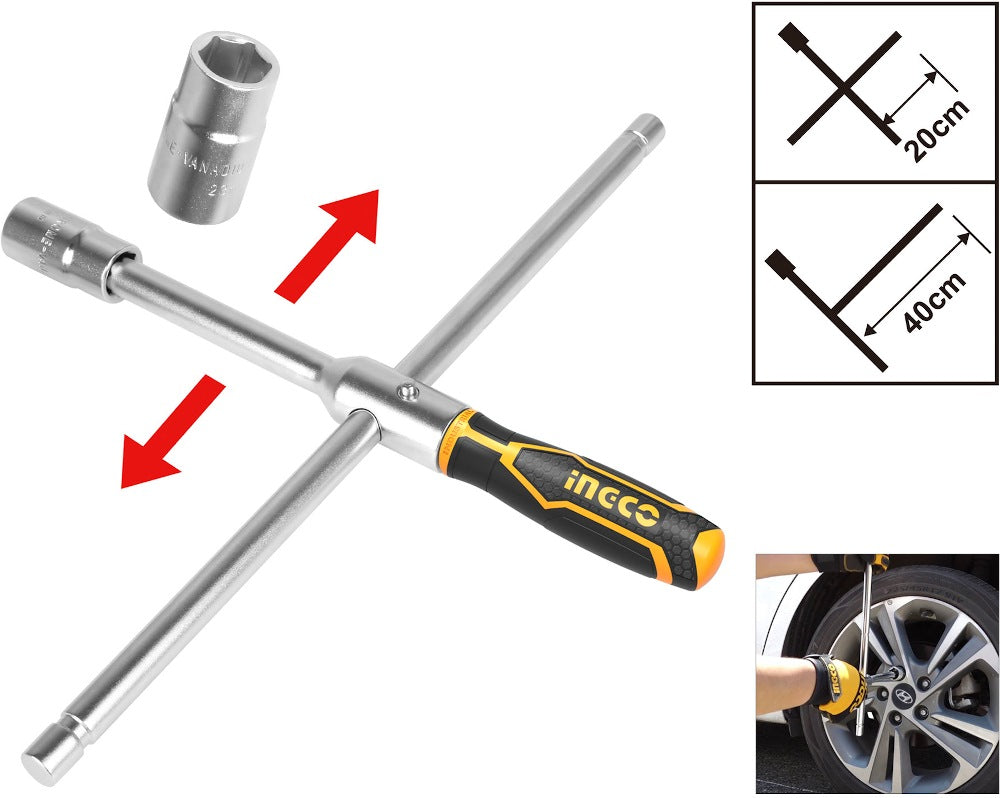 INGCO RAPID CROSS WRENCH WITH 17,19,21,23MM SOCKET & LEATHER BAG HRCW40231 Secondary image