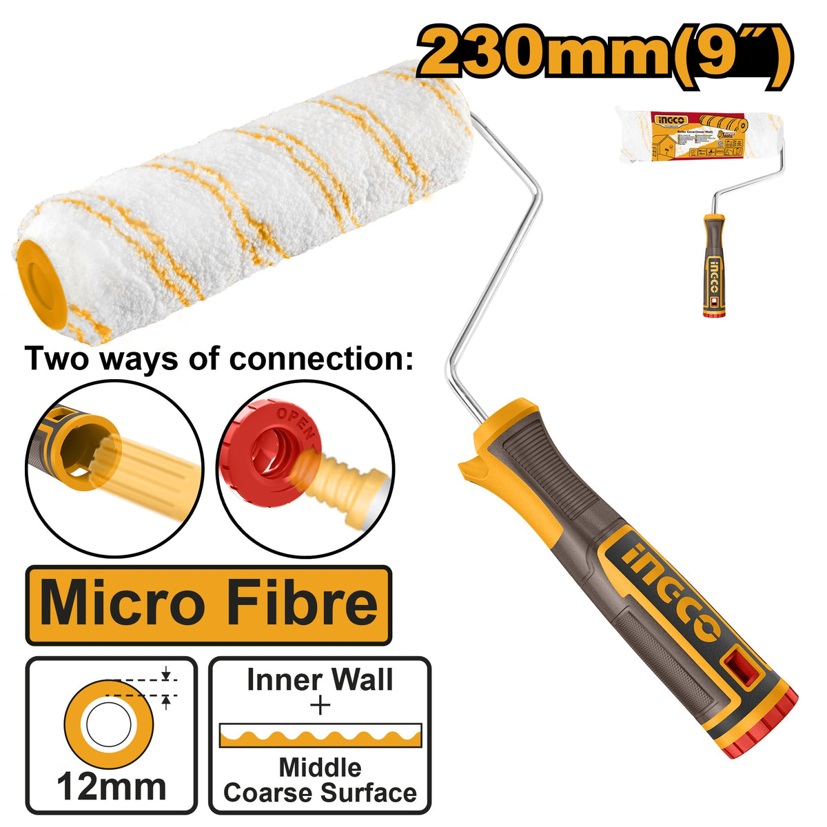 INGCO MICRO FIBRE 9" PAINT ROLLER HRHT042301D Main image