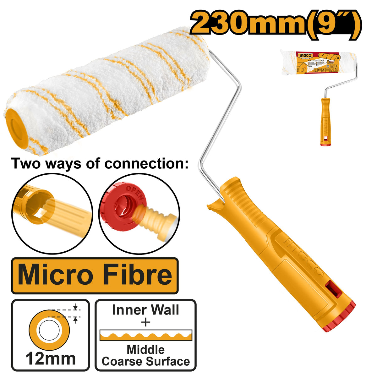 INGCO MIRCO FIBRE 9" PAINT ROLLER HRHT282302 Main image