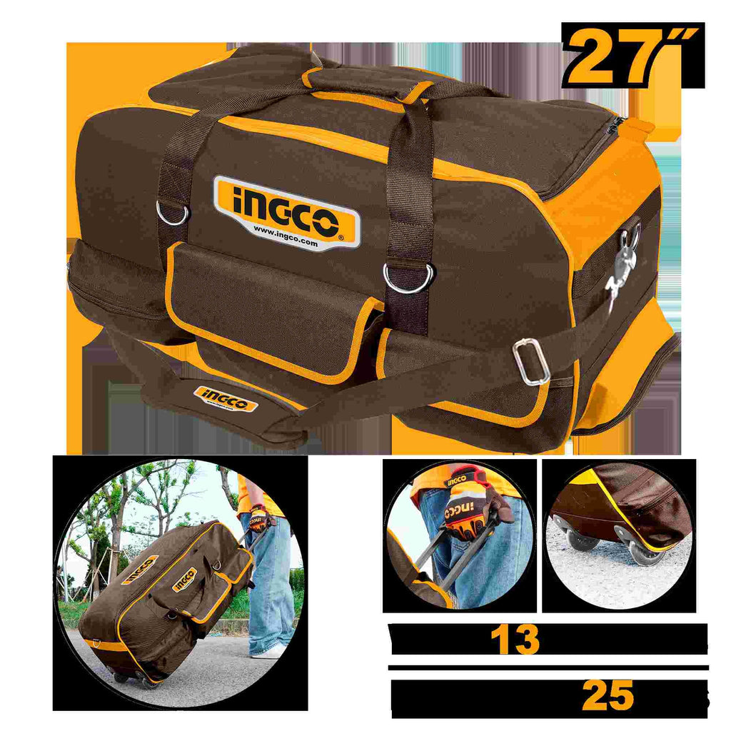 INGCO 27" TELESCOPIC PULL HANDLE WHEELED TOOL BAG 685X295X320MM HRRTB2715