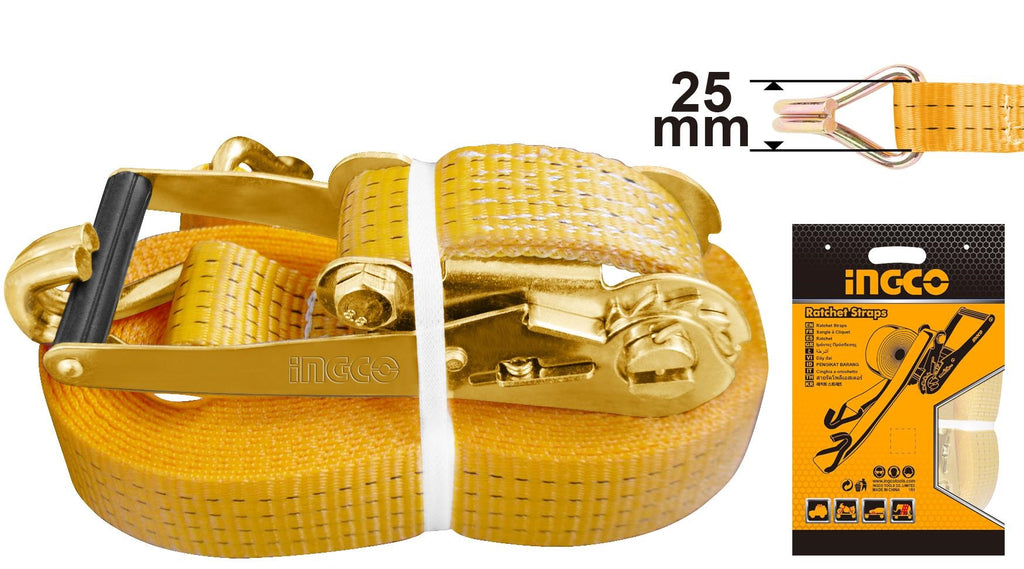 INGCO RATCHET TIE DOWN 25MM X 6M, LOAD 1.5T HRSP262