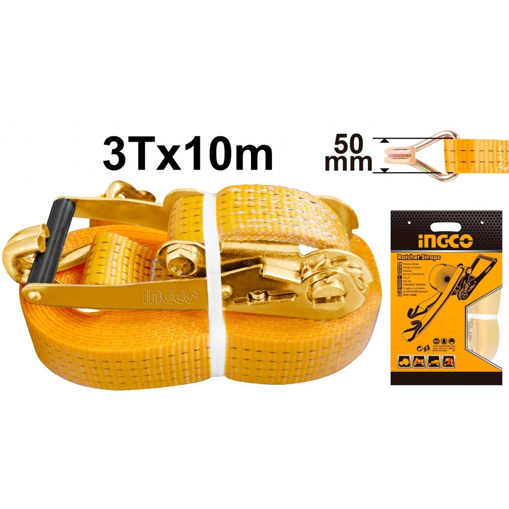 INGCO RATCHET TIE DOWN 50MM X 10M HEAVY DUTY 3 TON LOAD HRSP3101 Secondary image