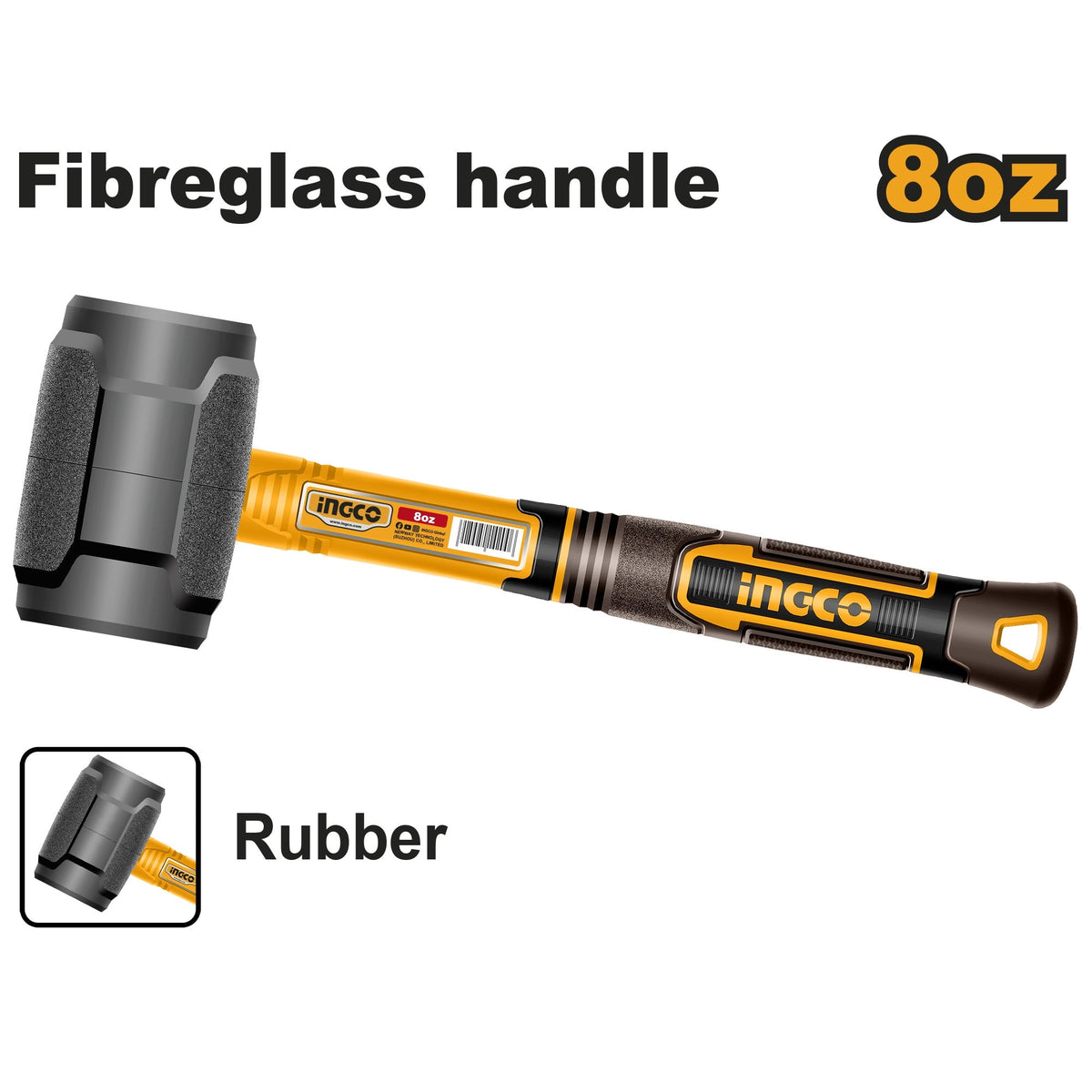 INGCO RUBBER MALLET FIBERGLASS HANDLE Main image