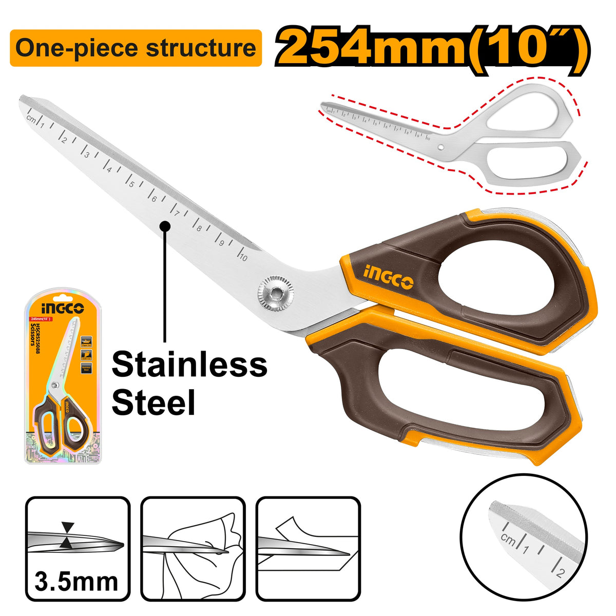 INGCO HD SCISSOR STAINLESS STEEL BLADE 10" 254MM HSCRS25088 Main image