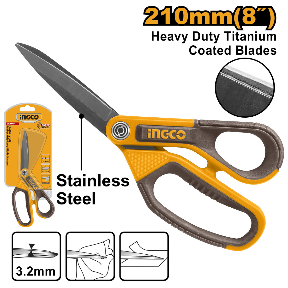 INGCO SCISSOR STAINLESS STEEL BLADE 8" 210MM HSCRS812108 Main image