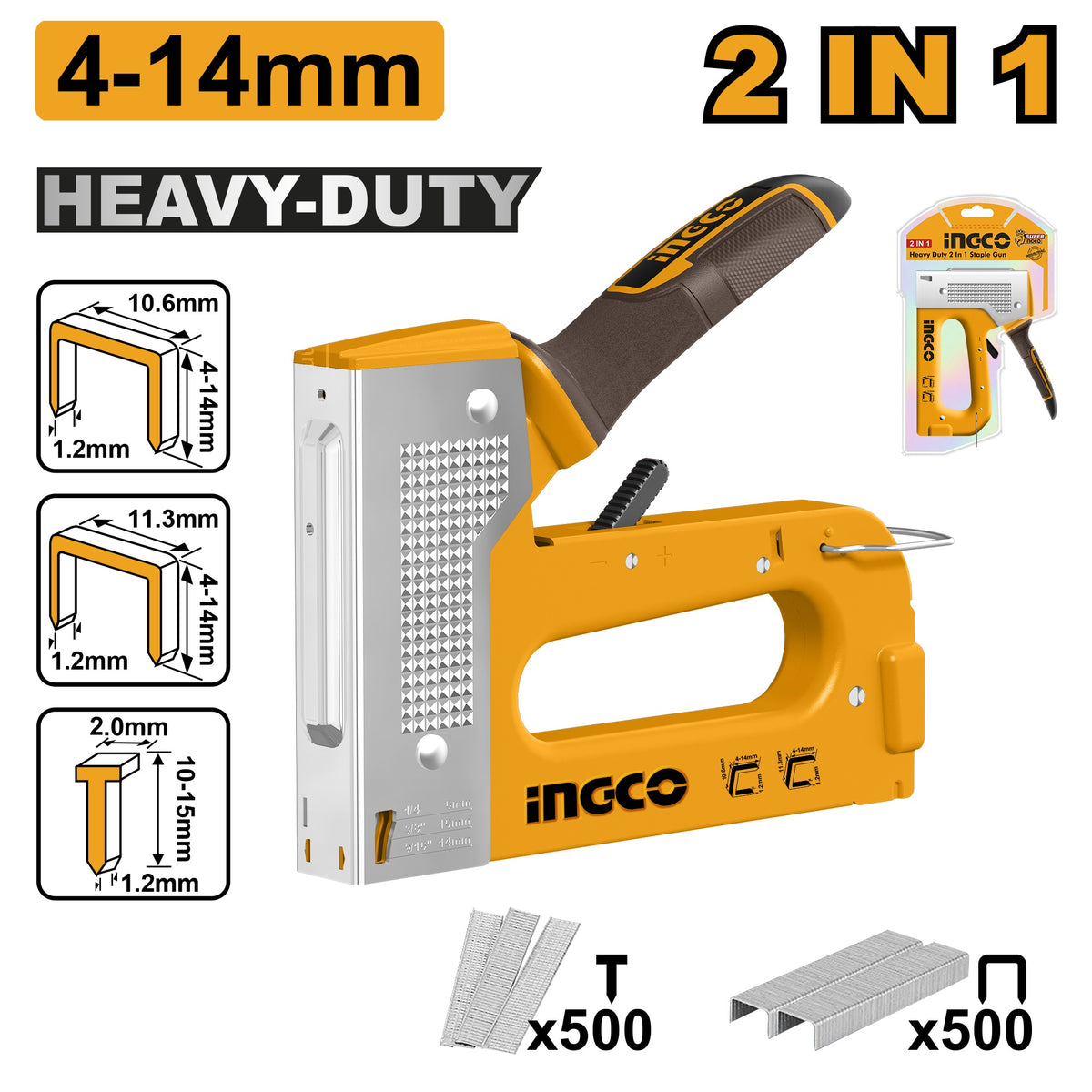 INGCO HEAVY DUTY 2 IN 1 STAPLE GUN HSG1408 Main image