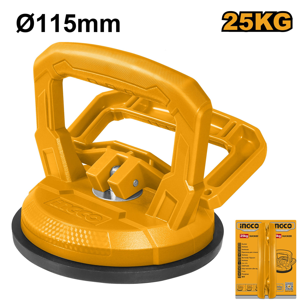 INGCO 1-PAD SUCTION LIFTER, 115MM PAD, MAX 25KG HSU012501 Main image