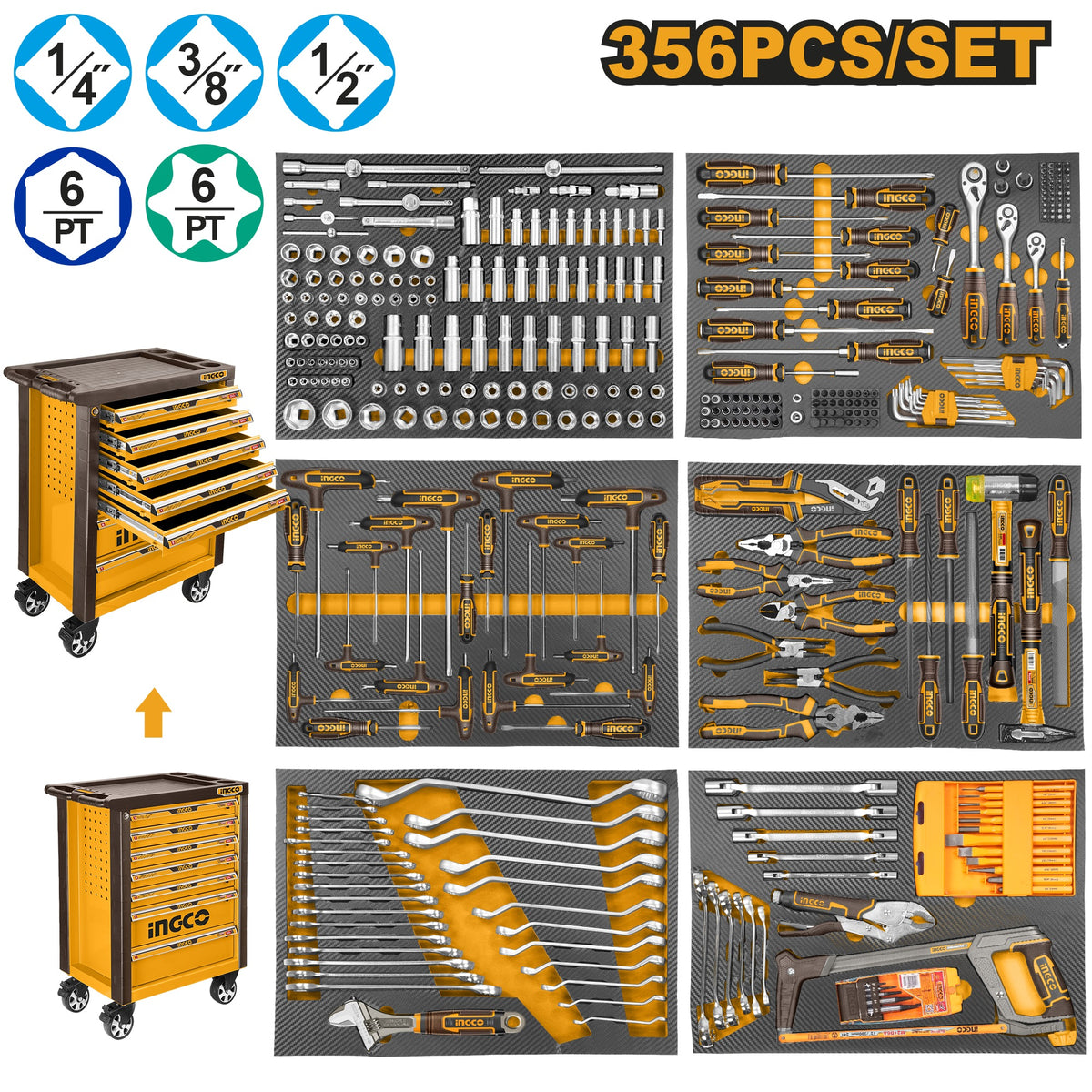 INGCO 356PCS MECHANICS TOOL CHEST SET HTCS273561 Main image