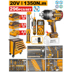 INGCO 296PCS MECHANICS TOOL CHEST+ 3/4" 1350NM IMPACT WRENCH SET HTCS282962