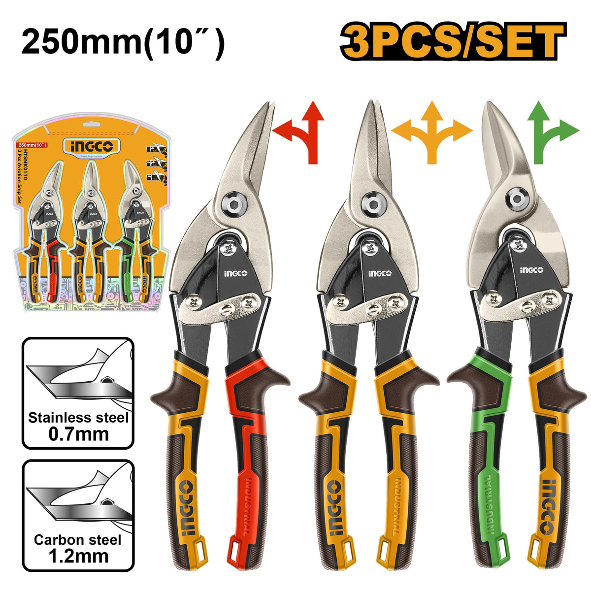INGCO 3PCS AVIATION SNIP SET 10" 250MMM HTSNK0110 Main image
