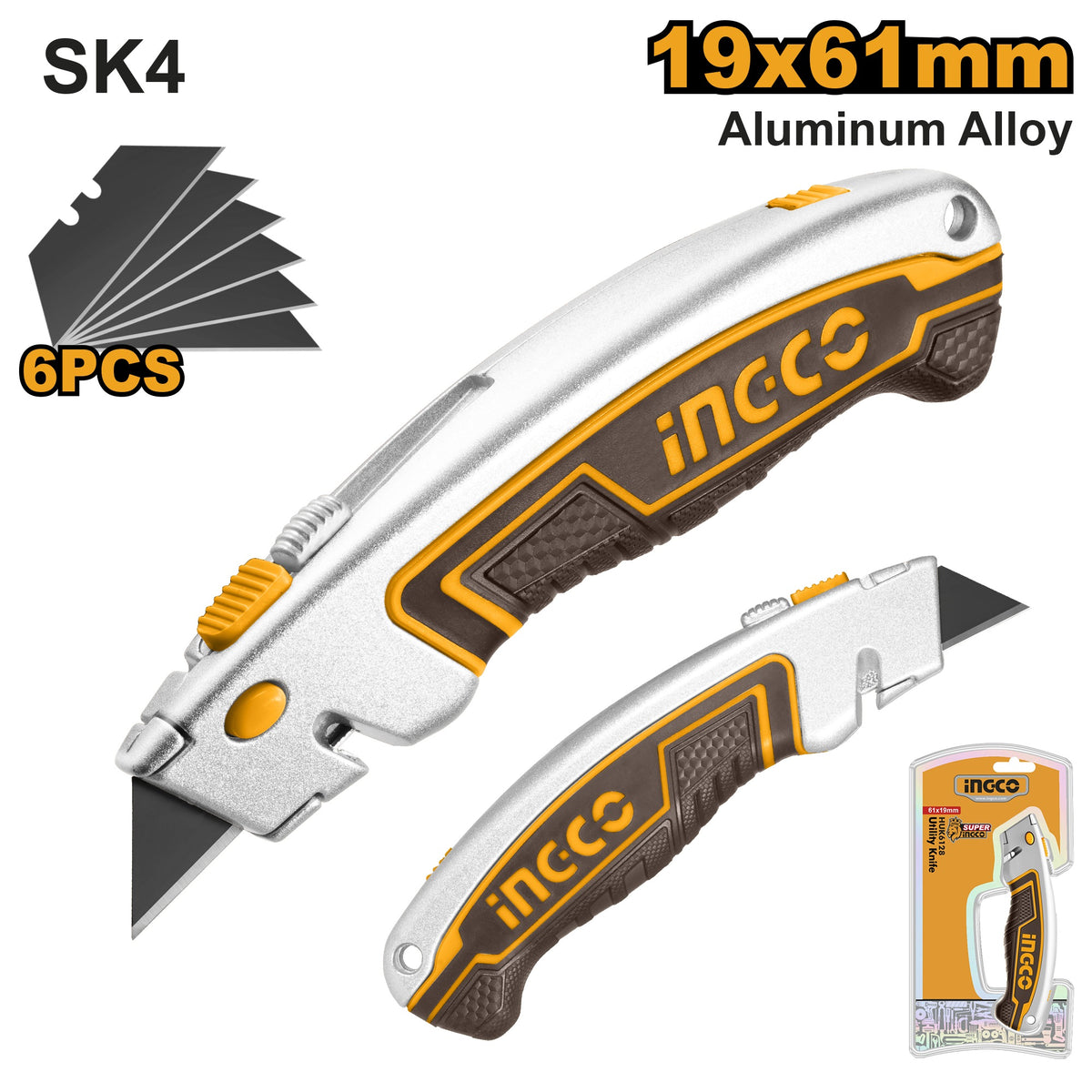 INGCO UTILITY KNIFE W/6 SK5 BLADES HUK6128 Main image