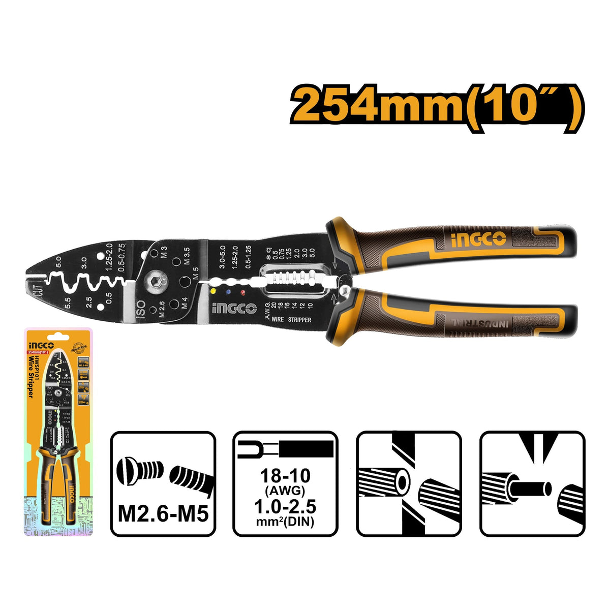 INGCO INDUSTRIAL WIRE STRIPPER 254MM HWSP101