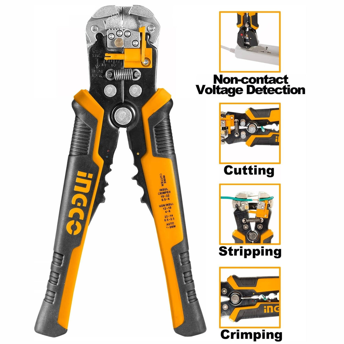 INGCO INTELLIGENT VOLTAGE DETECTING STRIPPER 8.25" 210MM HWSP102429