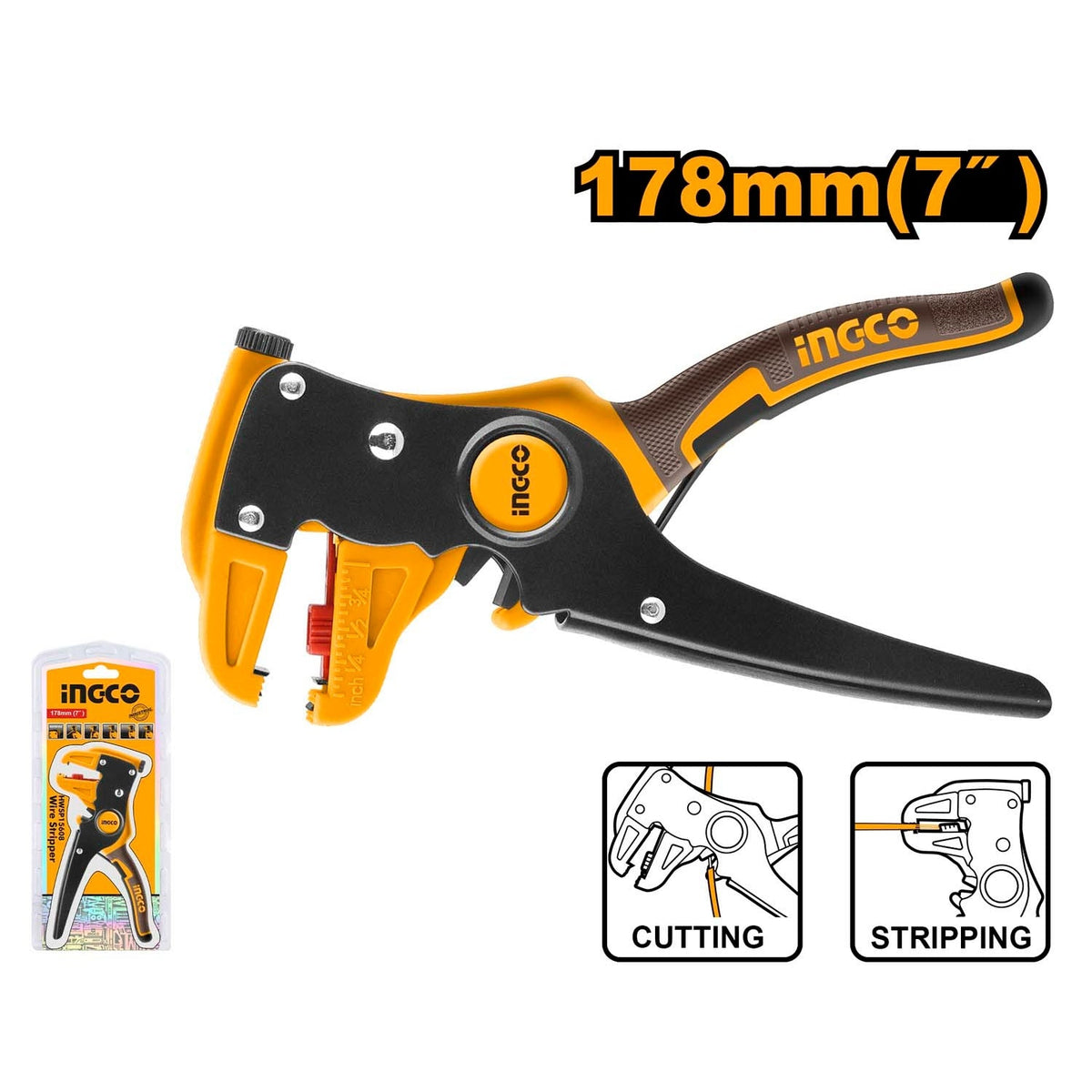 INGCO HANDY WIRE STRIPPER 7" 178MM HWSP15608 Main image