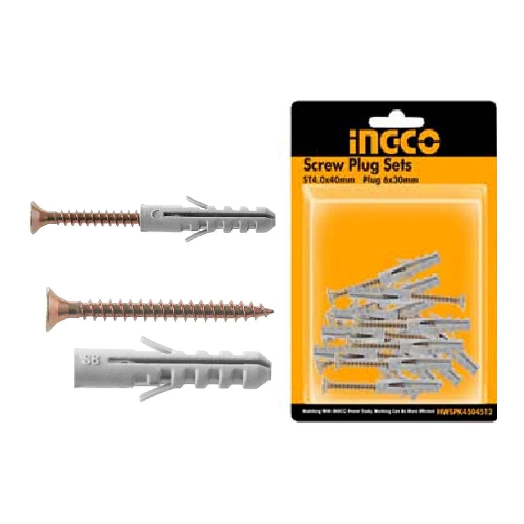 INGCO 10PCS 8ØX40MM PVC PLUG WITH 5X50MM CSK SCREW HWSPK5005512 Main image