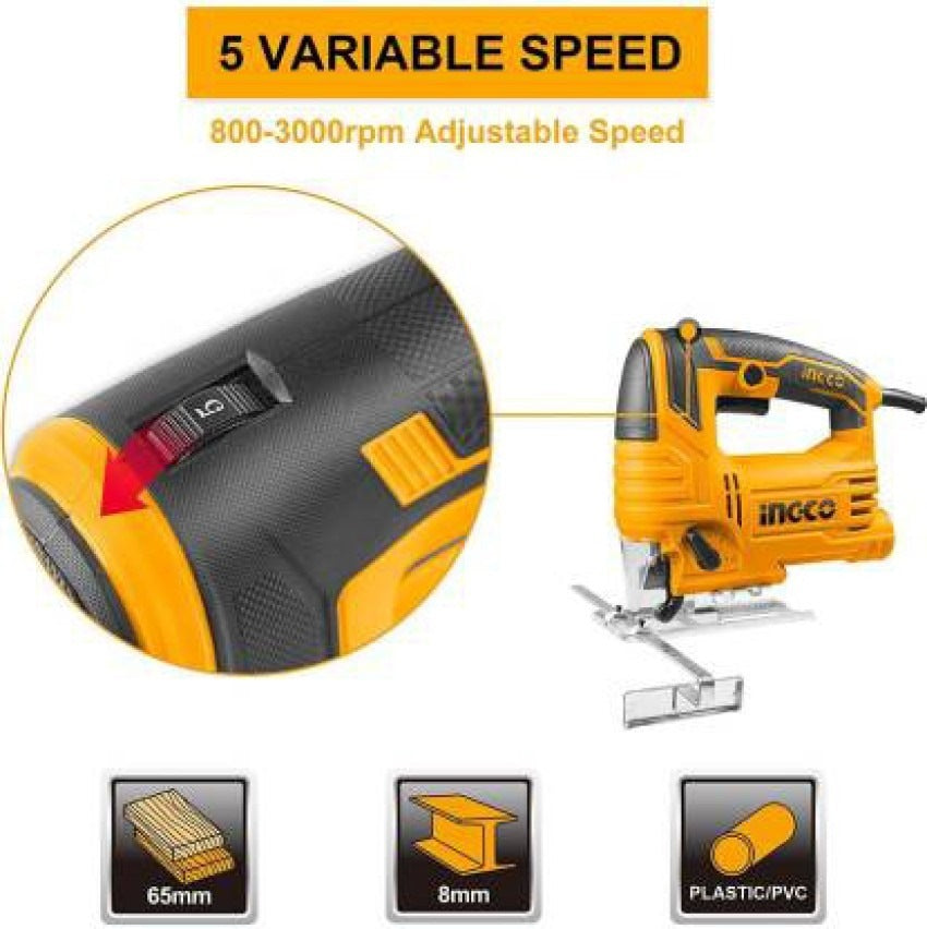 INGCO HD VARIABLE SPEED JIGSAW 800W CUT WOOD TO 100MM JS80028