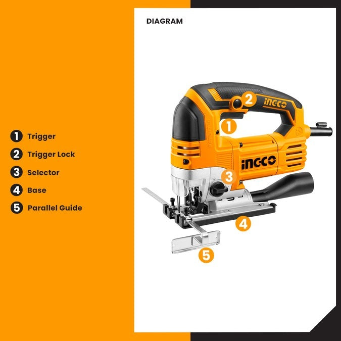 INGCO HD VARIABLE SPEED JIGSAW 800W CUT WOOD TO 135MM JS80068 Secondary image
